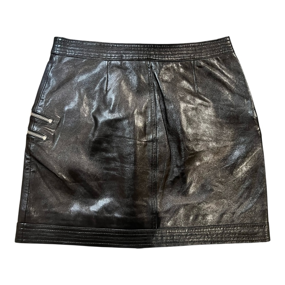 The Kooples Lambskin Leather Mini Skirt Black High Waist Zip Front Sz FR 2/US 6 - Picture 7 of 14